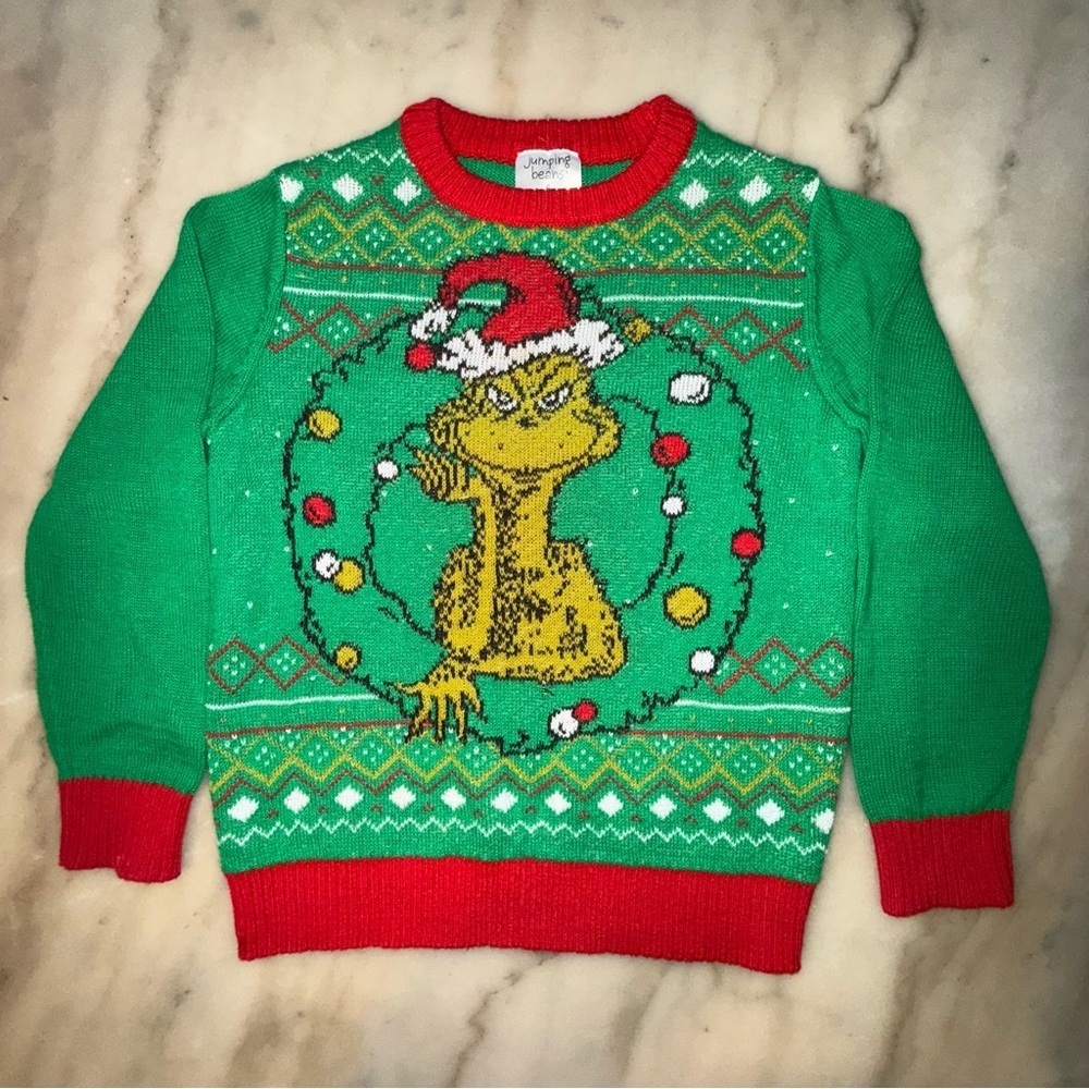 Grinch Christmas knitted ugly Sweater size 6.